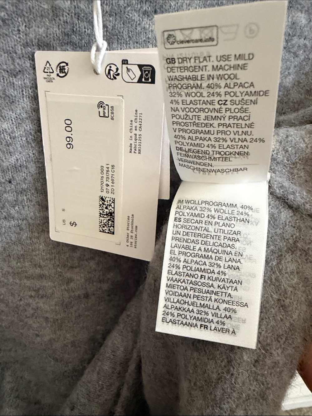 NWT &Other Stories Gray Alpaca-Wool Short-Sleeve Crewneck Sweater - Picture 4 of 4